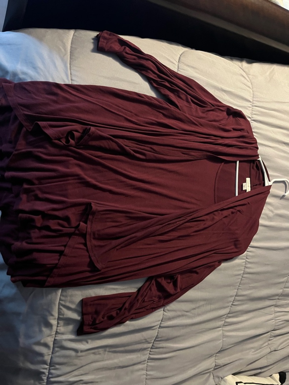 Jaclyn Smith Collection Burgundy Open-Front Cardigan
